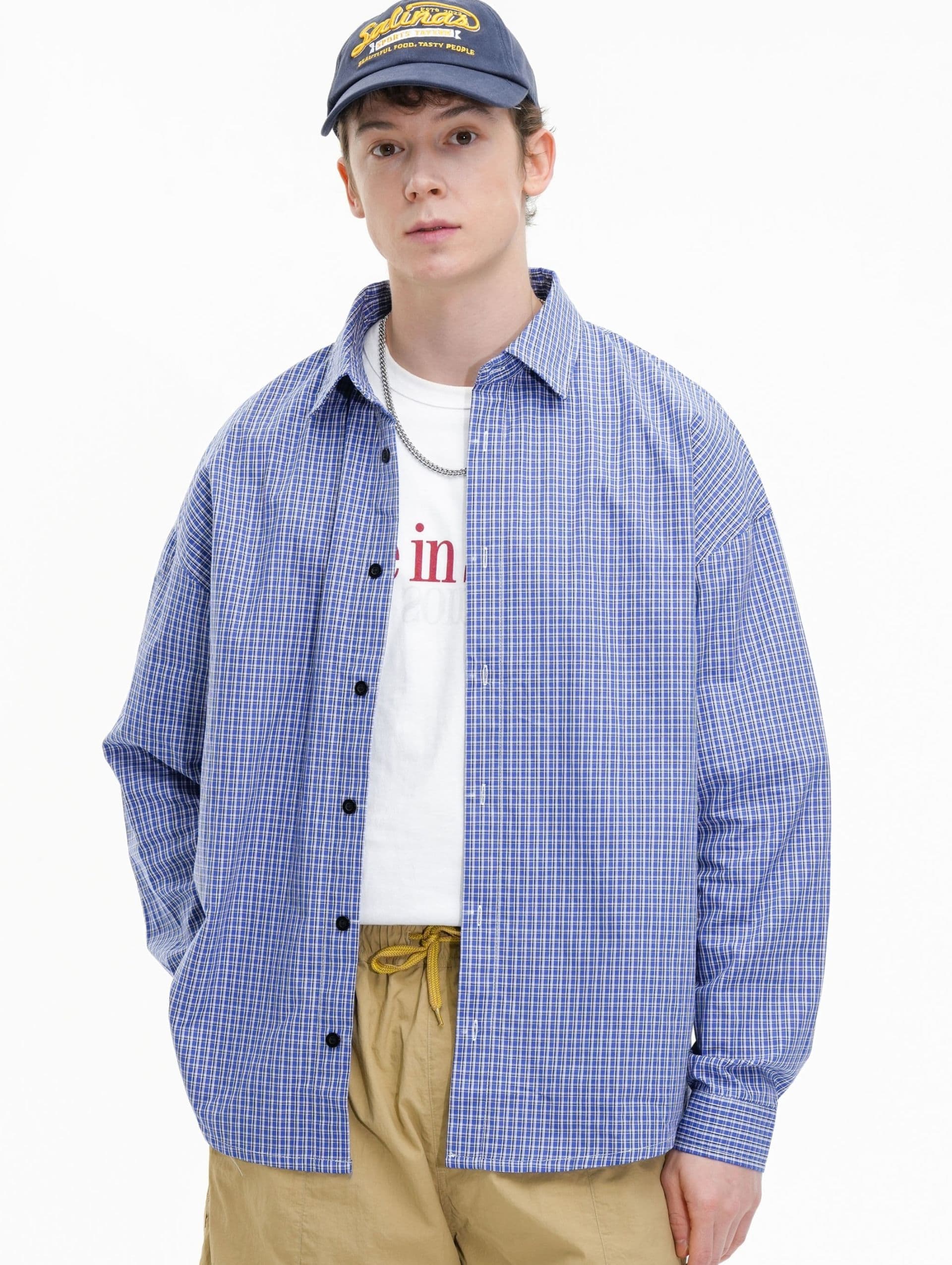 シャツ メンズ チェックシャツ リラックス格子柄ワイドシャツ