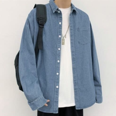 シャツ メンズ 春の定番メンズデニムシャツ長袖カジュアルトップス