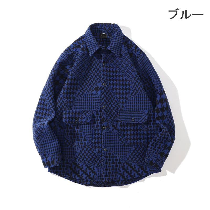 メンズ 柄シャツ メンズ エスニック風 長袖シャツ 幾何学模様 秋冬新作
