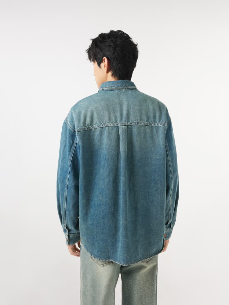 シャツ メンズ デニムシャツ ゆったりシルエットデニムシャツ