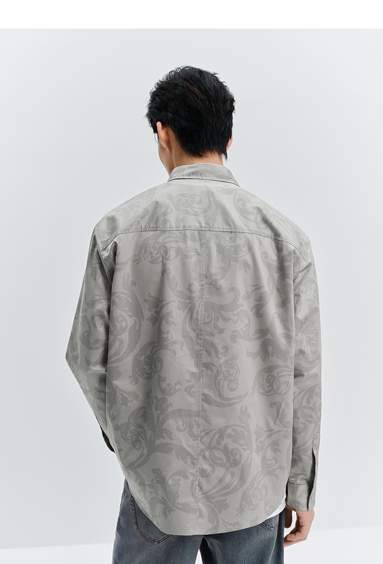 シャツ メンズ 柄シャツ 唐草模様オーバーサイズシャツ