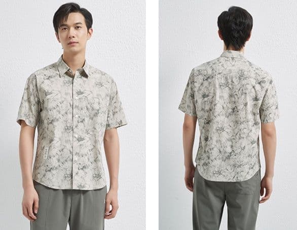 シャツ メンズ アロハシャツ 絞り染め風 涼やかアロハシャツ