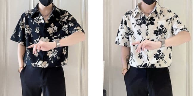 シャツ メンズ 柄シャツ 花模様プリント半袖アロハシャツ