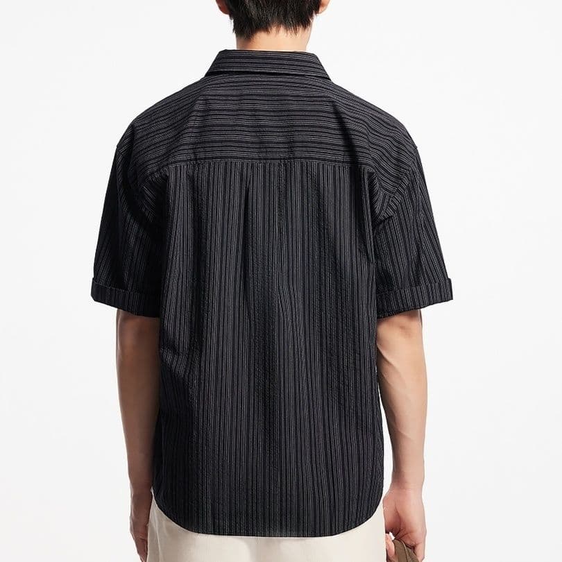 シャツ メンズ 涼やか半袖シワ加工シャツ