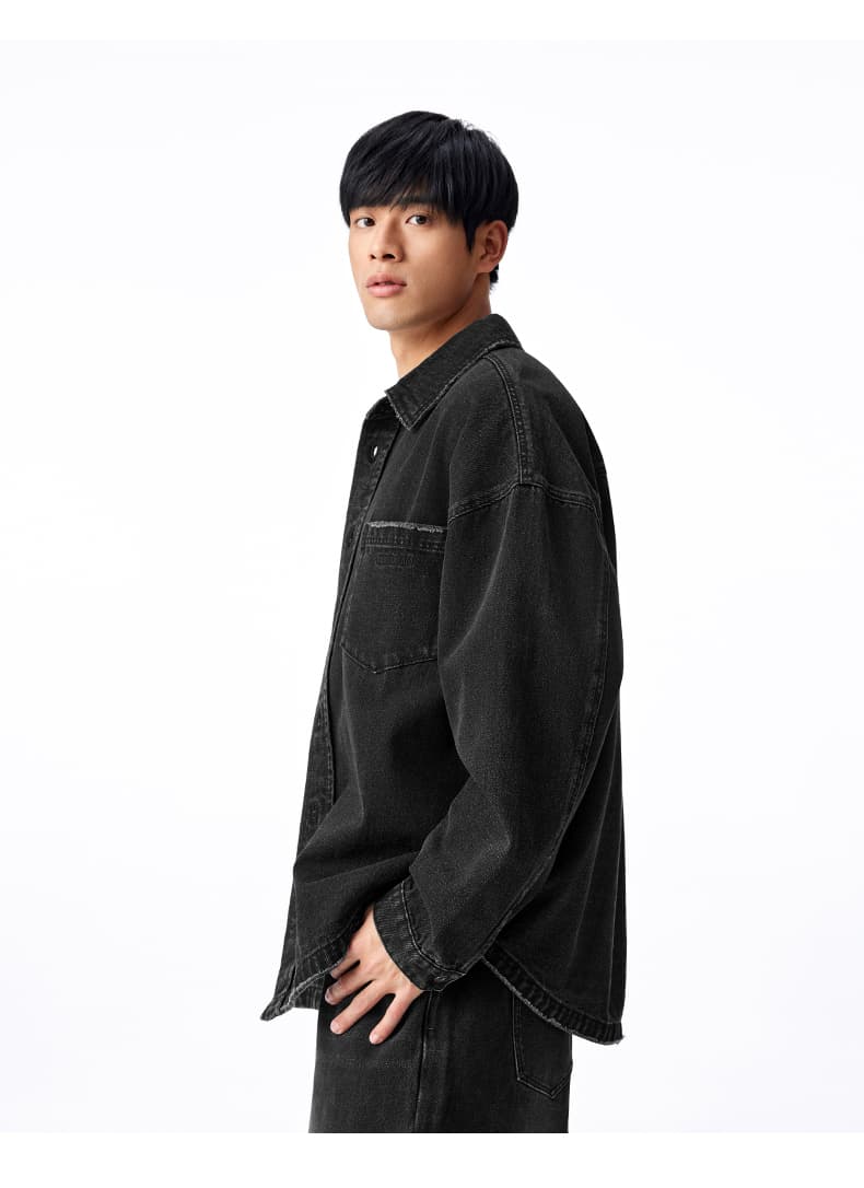 シャツ メンズ デニムシャツ ゆったりシルエット 古着風デニムシャツ