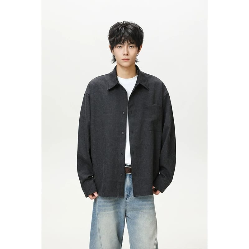 メンズ シャツ メンズ 無地 長袖シャツ カジュアル 春秋 新作