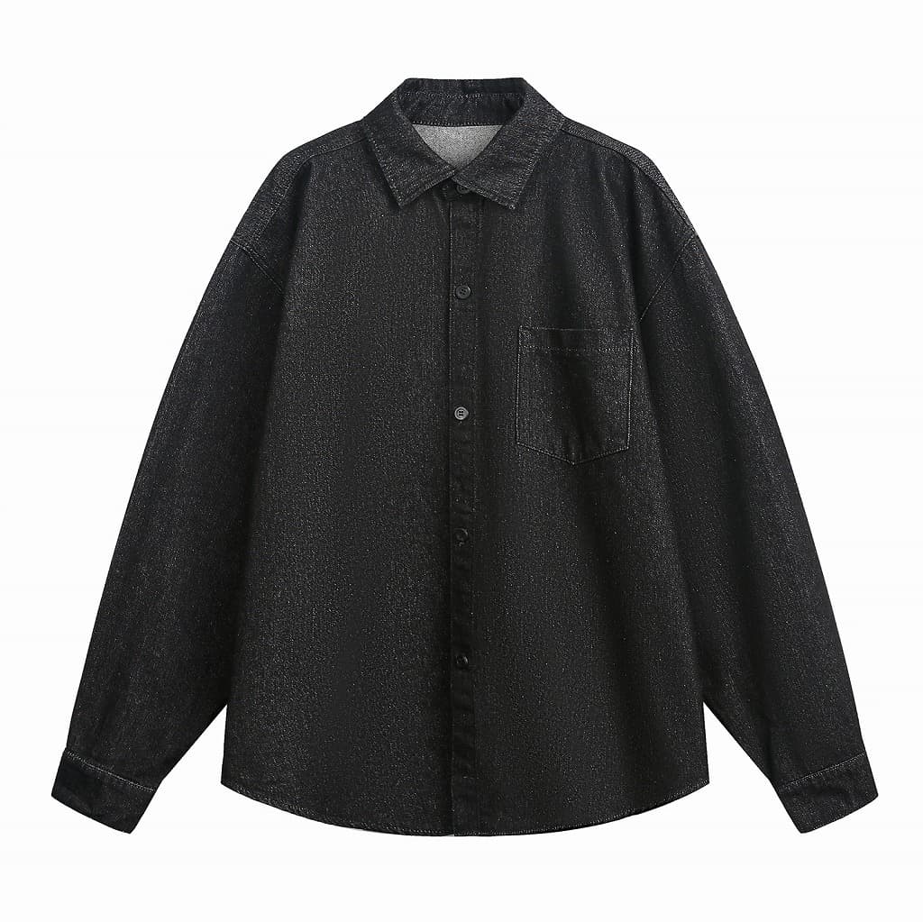 メンズ シャツ 秋新作 ヴィンテージ風 水洗い加工 デニムシャツ 長袖 全3色