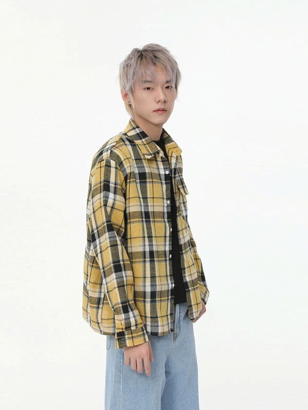 メンズ シャツ チェック柄長袖シャツ メンズ カジュアル 春秋新作 全3色