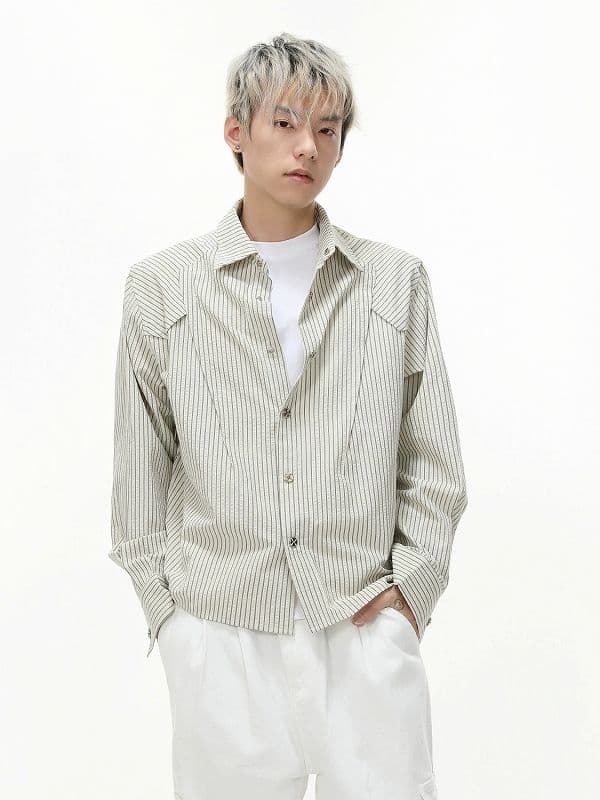 メンズ シャツ メンズ ストライプ柄シャツ 春秋新作