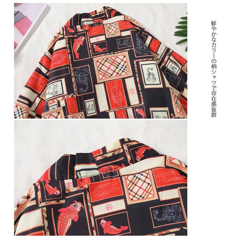 シャツ メンズ メンズ パッチワーク柄シャツ 半袖 カジュアル 開襟