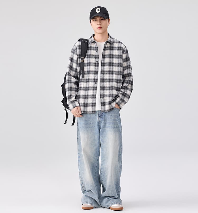 メンズ シャツ メンズ チェック柄シャツ 長袖 秋冬 カジュアル