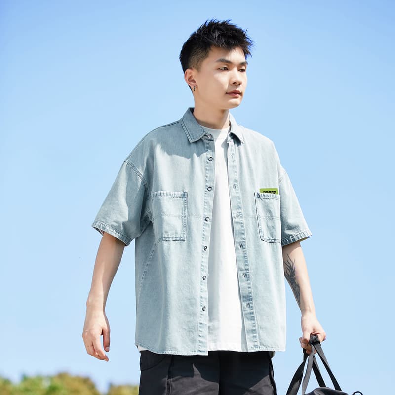 シャツ メンズ デニムシャツ ゆったりリラックスデニムシャツ
