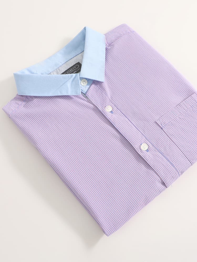 シャツ メンズ チェックシャツ クレリック切替半袖チェックシャツ
