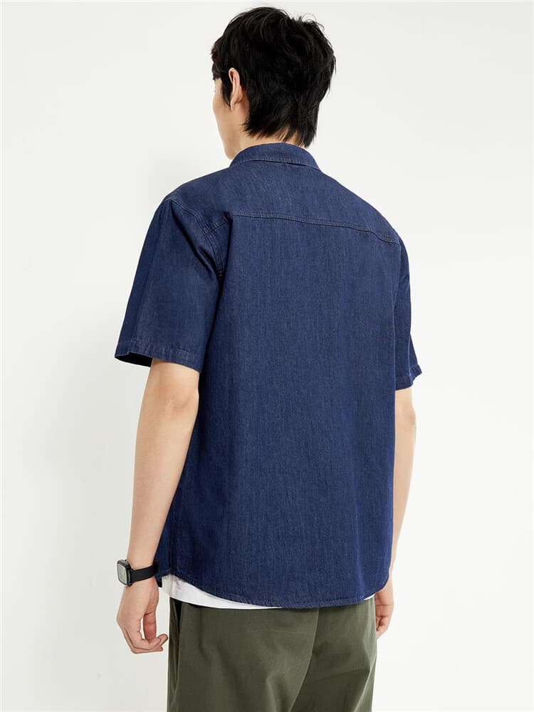 シャツ メンズ デニムシャツ 爽やか半袖デニムシャツ