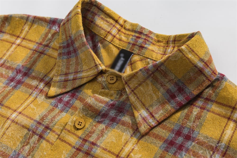 メンズ シャツ メンズ チェック柄シャツ フリンジ付き カジュアル 長袖